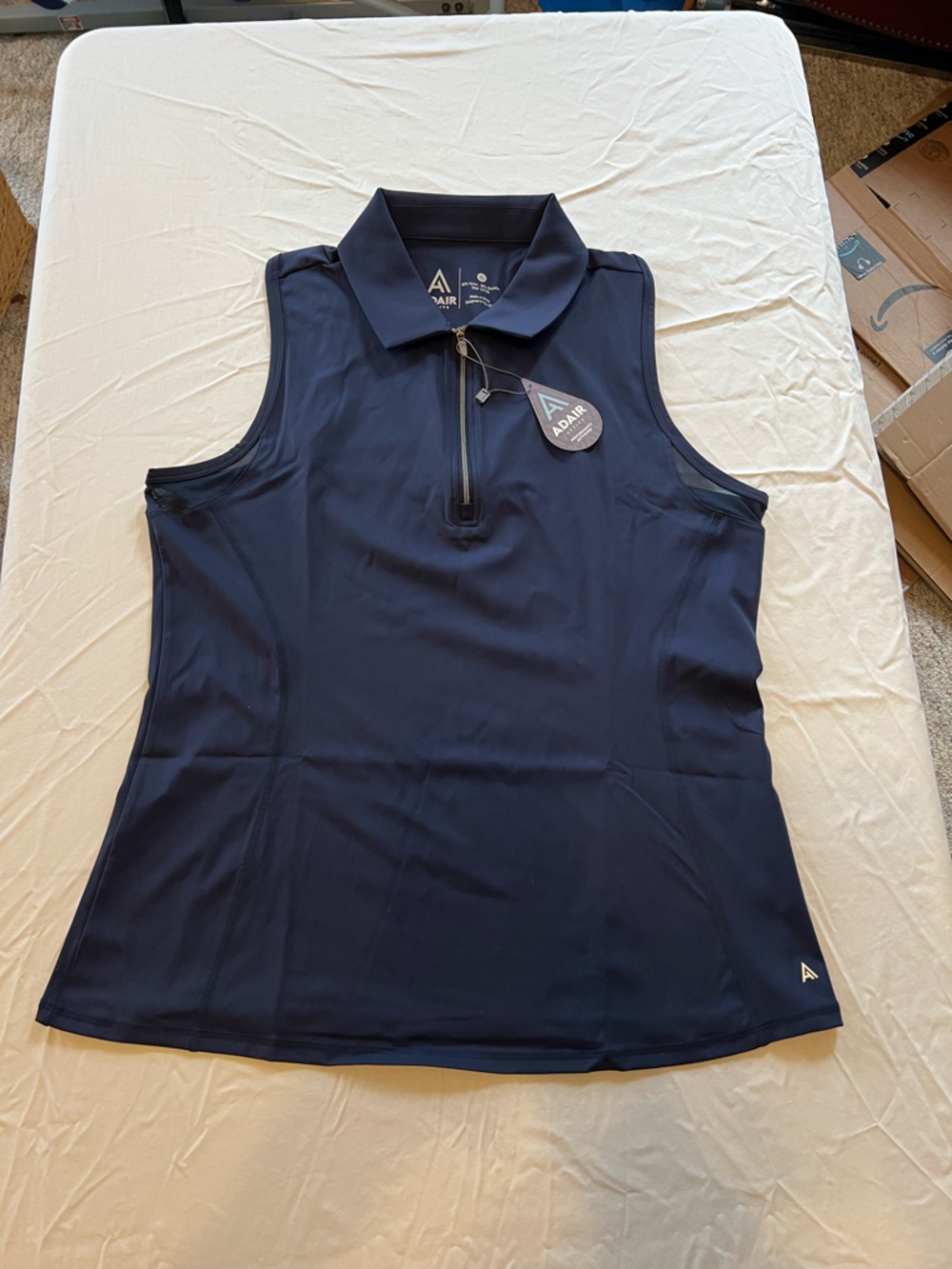 Adair XL Midnight Blue Sleeveless Polo Zip-Front Golf Top NWT